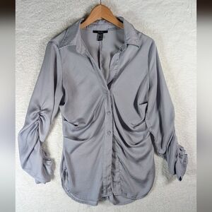214-Forever 21 Satin Gray‎ Women's Top